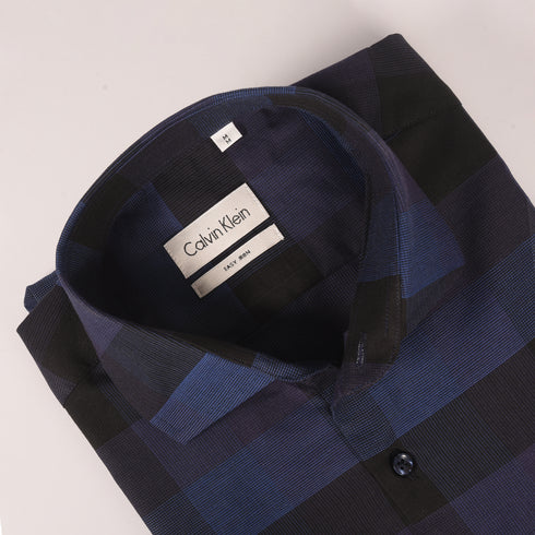 Ck Black and Navy LED Pattern Checkered Shirt